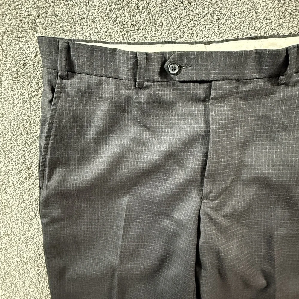 Brooks Brothers 346 Wool Dress Pants Mens 36x30 Charcoal Gray Check Trousers